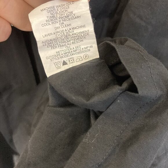 VINCE Smocked Black Sundress Womens Size 8 Lined Cotton V-Neck Empire Waist - Picture 9 of 11